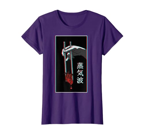 Aesthetic Vaporwave Japanese Futurism Tee Anime Retro Hentai T-Shirt, Women, Purple, X-Small