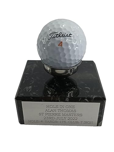 County Engraving Personalised Hole in One Golf Ball Display Stand Trophy Award Engraved - Enter Your Own Custom Text (Single Marble Base)