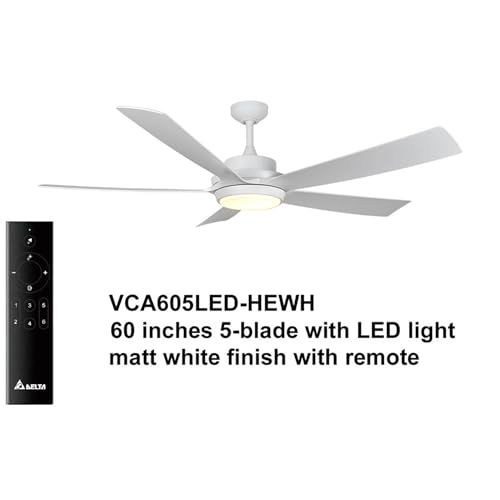 breez Delta Pleasanton 60" Ceiling Fan with LED, Remote, Indoor/Outdoor, White - Image 7