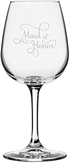 Etched Laser Art Personalized Maid of Honor Wine Glasses for Wedding Party - Elegant Custom Etched Samantha Font, Wedding Gifts for Team Bride & Groom, Classy Bridal Gifts, Fancy Wine Glass - 12.75 oz
