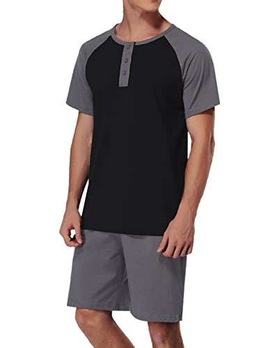 Men's Cotton Pajamas Sets V Neck Lounge Set Sleepwears with Pocket2