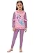 Hansber Kids Girls 2 Pieces Long-Sleeve and Long-Pant Full Coverage Swimsuit Ruffle Trim Design Top and Pants Set Pink 4-5 Years