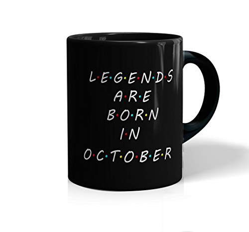 Image of inchLegends are Born in October Printed Black Coffee /Tea Mug for Birthday Gifts | Friends | Bestfriend | Sister | Brother | Gifting Mug | Loved Ones
