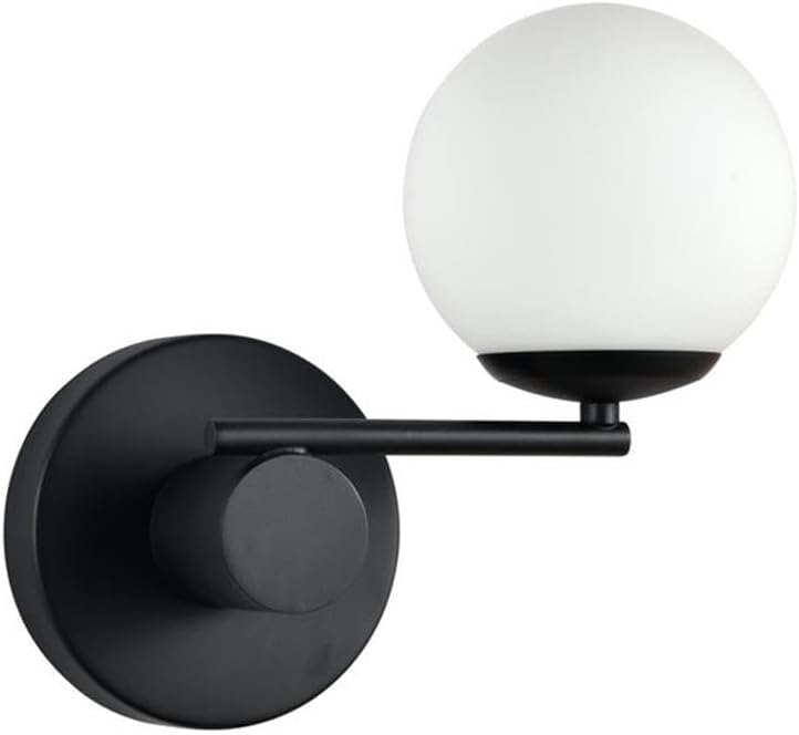 Pemberly Row 9" Integrated LED Wall Sconce, Black Finish, Glass Ball Shade, Modern Design, 3000K Soft White Light, Dimmable, Energy-Efficient, ETL Certified, Ambient Lighting for Dry Locations