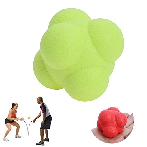 Almencla 5x Coordenação Reflex Agility Hexagonal Tennis Fitness Reaction Ball - Amarelo