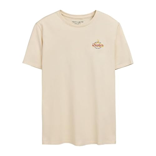 Teddy Smith T- Laundry MC T-Shirt, Blanc cassé, M Homme