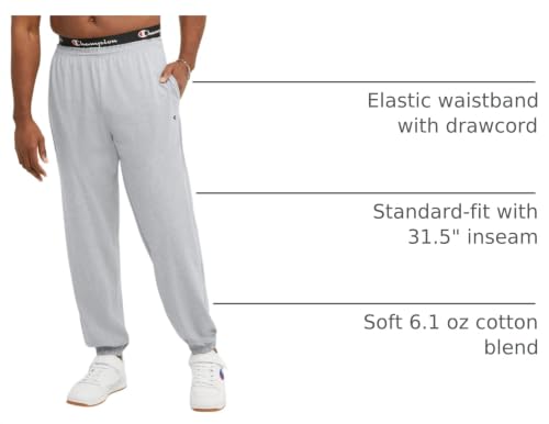 Image of Champion Men's Cinched-Bottom Lounge Pants, Standard Fit, Lightweight 100% Cotton, Available in Regular and Big & Tall