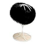 KKlewu かい フープ ファー ヘア バンド 1 枚 ふわふわ カチューシャ 暖か可愛い 髪留め ヘアアクセサリー (ブラック)
