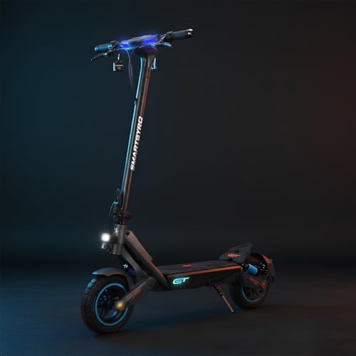 Panel de control del Smartgyro Rockway GT con pantalla LCD, intermitentes y manillar con bloqueo NFC