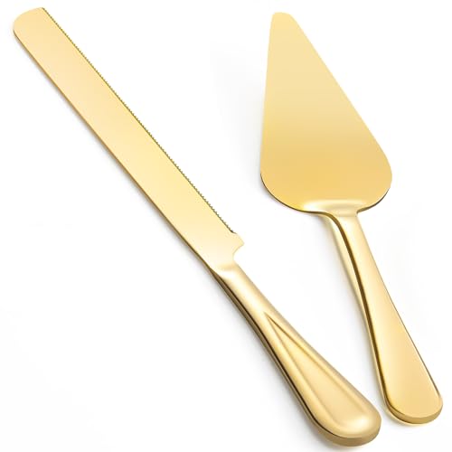 Comparison: Best Knife For Cutting Cheesecake 5 FTAKRY 13-Inch Premium Cake Cutting Set for wedding,Exquisite Cake Knife and Server Set with Serrated Design, Ideal for Pastries, Pies, and Desserts (Gold)
