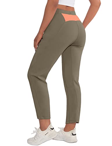 Little Donkey Andy Women's Ultra-Stretch Ankle Pants Quick-Dry Breathable For Running Travel Golf Gothic Olive M #TOP2