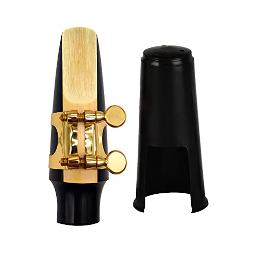 Balee 5C Soprano Saxophone Mouthpiece with Clamp, A Reed and Plastic Cap for Wind Instrument Accessory Replacement for Professional and Beginner Saxophone Players (Soprano Saxophone)
