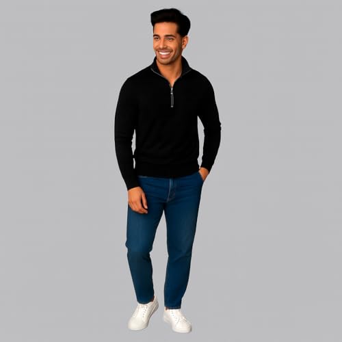 Image of Mack Jonney Men's Fleece Half-Zip High Neck Sweatshirt | Warm & Stylish Winter Wear -M4380