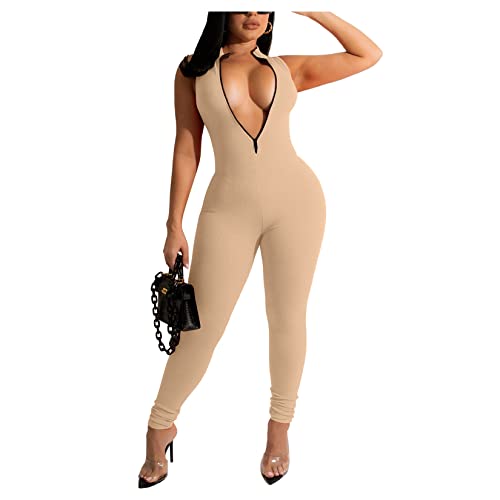 Jumpsuit bodycon para mujer Dawwoti mono corto sin mangas texturizado