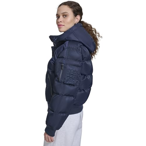 Stay Cozy and Chic: Champion Women’s Quilted Snorkel Puffer in Navy, Small - Image 3