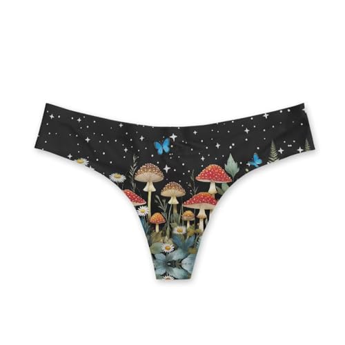 Coloranimal Womens Star Night Mushroom G-string & Thongs Thong Panties Seamless Underwear Low-Cut Stretch No Show Breathable Thongs Fashion Underwear