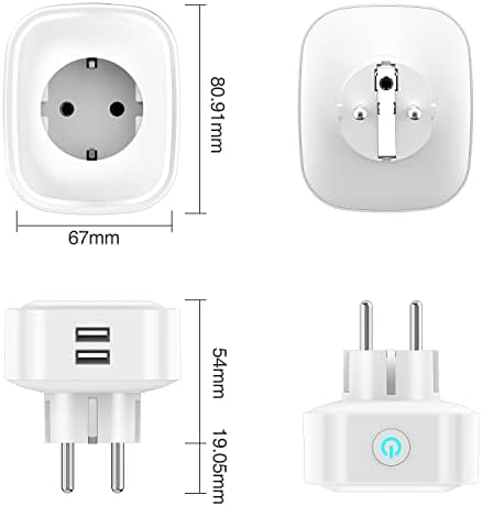 GHome Smart Z USB 16 A, gniazdko Wi-Fi z pomiarem zużycia energii, z pilotem zdalnego sterowania za pomocą aplikacji, obsługa Alexa, Google Assistant, sterowanie głosem i programatorem czasowym, 2