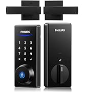 Philips Front Door Lock Set, Electronic Fingerprint Lock with 2 Lever Handles, Keyless Entry Door...