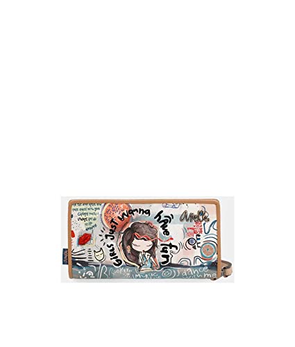 Anekke - Billetero de Mujer - Cartera Grande para Mujer - Billetera de Polipiel con Cierre de Cremallera y Broche - Colección Fun & Music - Accesorios y Complementos de Mujer Cover
