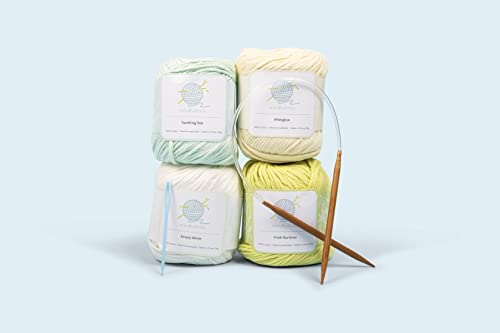 Mindfulknits Beginner’s Knitting Kit With Knitting Needles, Yarn Needle & 100% Cotton Knitting Yarn (4) – Make Washcloths - Zen Beginners Basic Knitting Supplies Set For Relaxation & Stress Relief #TOP7
