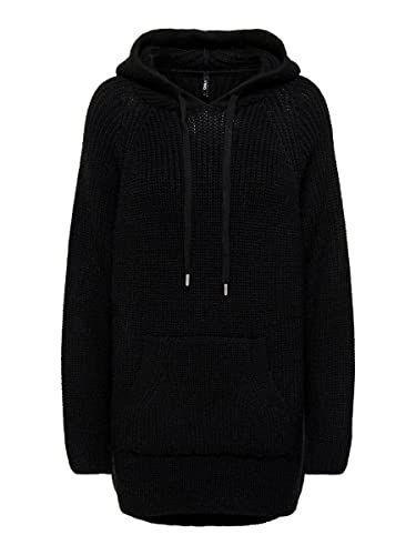 ONLY Damen Onlleise Freya Long Hood Knt Pullover Sweater, Schwarz, XL EU