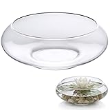 Plantador de Loto de Cristal Redondo y Pecera Decorativa Cuenco de Vidrio Transparente para Lirio Acuático Maceta Hidropónica para Peces y Plantas Acuáticas Hogar Oficina