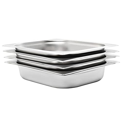 Set di Contenitori Gastronorm in Acciaio Inossidabile, Vaschette per la Conservazione degli Alimenti Riutilizzabili per Catering, Preparazione della cucinas e Servizio di (325 x 265 x 65 mm)