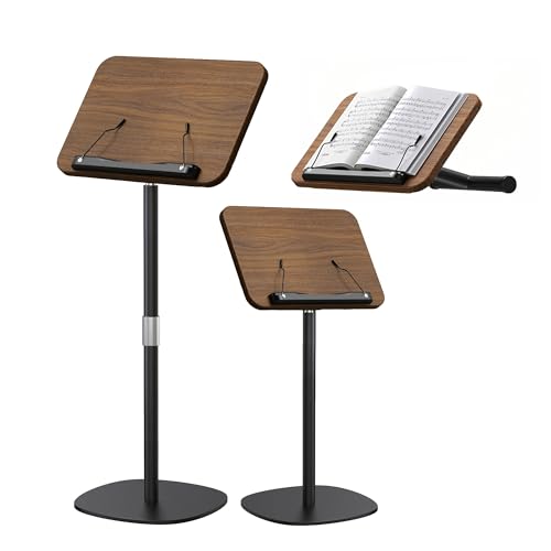 NAMON 2-in-1 Dual-Use Music Stand & Tabletop Stand, Heavy Duty Wooden Music Stand for Sheet Music, Adjustable Height & Angle, With Page Paper Clip, Ideal for all musicians (Walnut Effect)