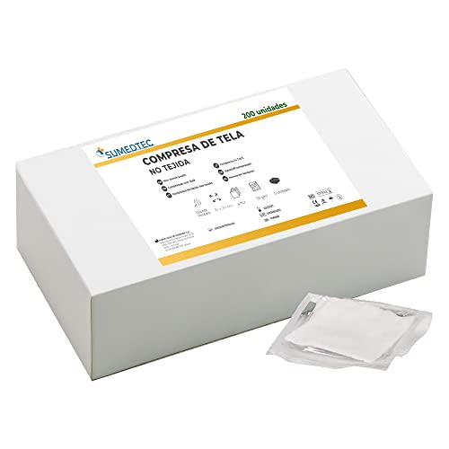 SUMEDTEC - 200 x Gasas estériles Suaves de Tejido no tejido para el cuidado de heridas suministros médicos de primeros auxilios 200 piezas