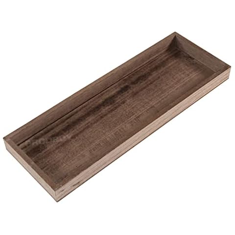 Prodbuy Home 40cm Decorative Wooden Tray Rectangle Candle Holder Vintage Perfume Holder, Brown, 40cm (W) x 14cm (D) x 3cm (H) Cover