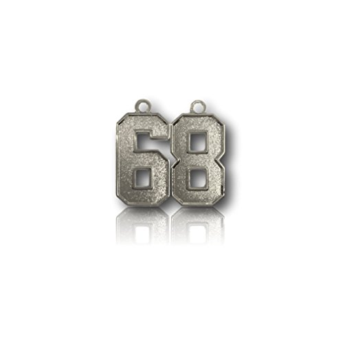 Number 68 Silver Plated Jersey Style Sports Necklace Charm Pendant (0.8