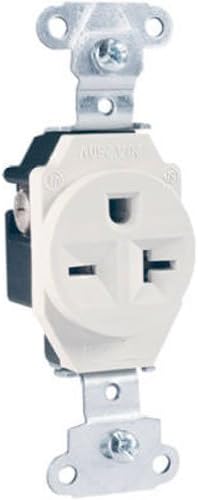 Legrand-Pass & Seymour (5851WCC8) Heavy-Duty Spec Grade Single Receptacle, Side Wire 20amp 250volt - White