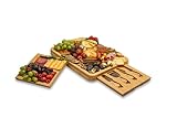 Demin Design Bamboo Charcuterie Board Set, Bamboo Cheese Board Set - House Warming Gifts, Wedding Gifts, Bridal Shower Gift, Valentine's Day Gift