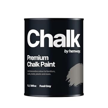 Hemway Fossil Grey Chalk Paint 1L Matt Shabby Chic Interior Furniture, Walls, Wood, Wardrobes, Doors, Tables, Chairs, Quick Dry Smooth Chalky Finish (40 Neutrals & 118 Colours Available)