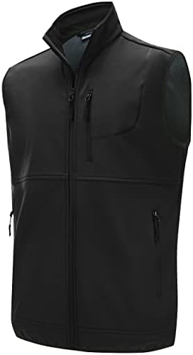 Willit Men's Golf Vest Lightweight Fleece Lined Vest Softshell Outerwear Sleeveless Jacket for Hiking Runing Causal Black XL