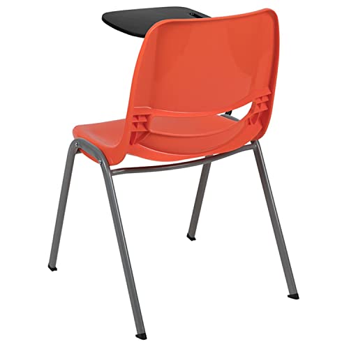 Flash Furniture HERCULES Orange Ergonomic Shell Chair with Right Handed Flip-Up Tablet Arm - Thumbnail 5