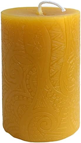 BeeTheLight Beeswax Pillar Candle - 100% Pure Bees Wax - Choose Your Size and Color - 24 Hour Burn Time - 2x3 - Unscented - Natural Light Honey Scent (Natural Yellow, Small)