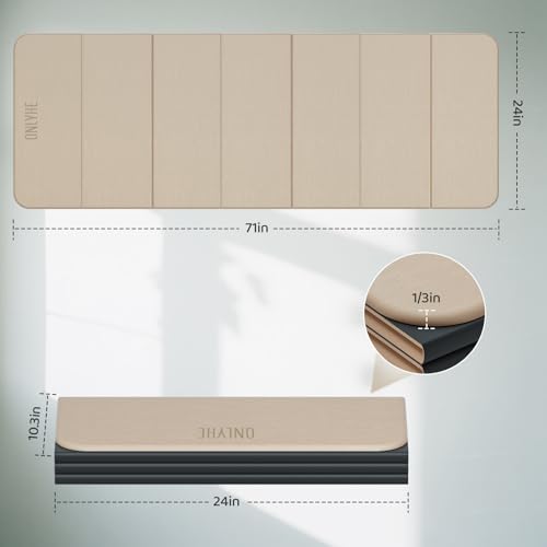 Image of Foldable Yoga Mat Exercise Mat for Home Workout, Comfortable and Durable, 8mm Thick Portable Folding Mat, Non-Slip, Pilates Mat Thick, Outdoor Use, Meditation, Travel, Camping (71 inchx24 inch x 0.3 inch) (Milk Coffee + Black) (Brown+Black)