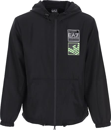 Emporio Armani EA7 Sportjacke mit schwarzer Kapuze für Herren, Schwarz , M