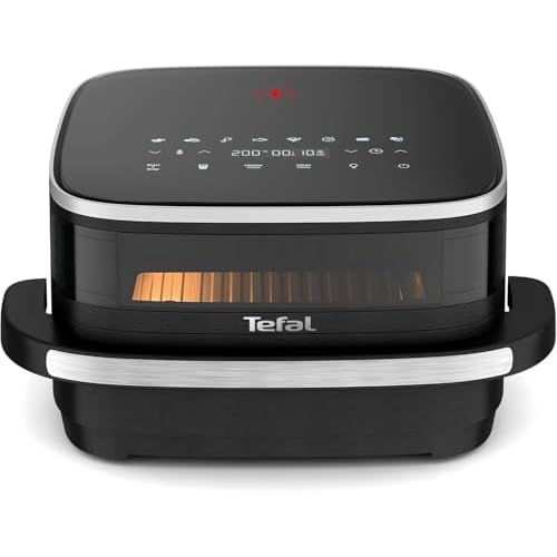Tefal Easy Fry XL Surface Heißluftfritteuse – Airfryer mit Sichtfenster & XL-Garfläche (bis 1 kg), digitales Bedienfeld, Extra-Crisp, energieeffizient & schnell, antihaft, kompakt, Pizza Ofen FW4018