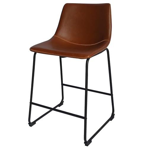 Best Quality Furniture Bronze Faux Leather 24' Counter Height Chairs with Black Legs (Set of 2)