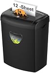 Woolsche 12-Sheet Cross Cut Paper Shredder with Large 5.55-Gallon Basket - P-4 Security, 3-Mode Shred for Cards/CDs/Staples/Clips - Jam Proof System for Office (ETL Certified)