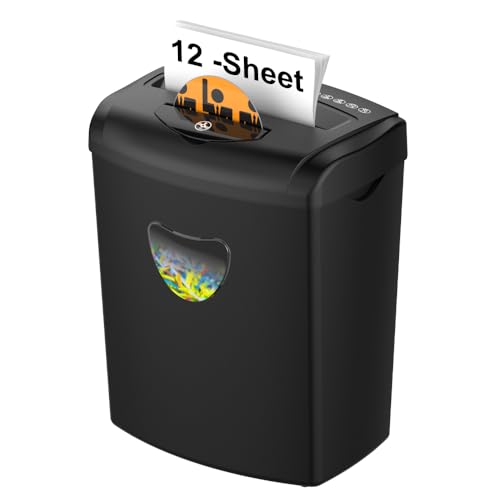 Woolsche 12-Sheet Cross Cut Paper Shredder with Large 5.55-Gallon Basket - P-4 Security, 3-Mode Shred for Cards/CDs/Staples/Clips - Jam Proof System for Office (ETL Certified)