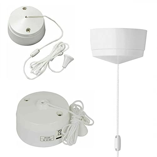 6 Amp Ceiling Pull Cord Switch, 1 Way Bathroom Light Switch, White Plastic Finish