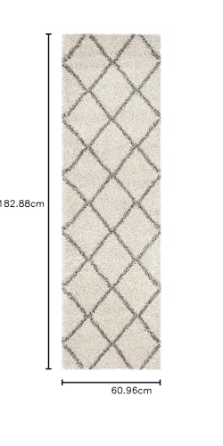 Image of Super Ultra Modern Soft Shaggy Handcrafted Anti-Skid Silk Touch Carpet, Size 2x6 Feet, Color IVORYY /BEIGEE