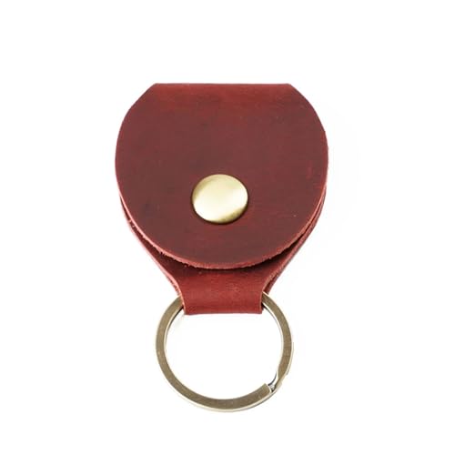 baoauh 6pcs Handcrafted Original Mini RFID Access Card Holder - Genuine Leather ICI Keychain for Apartment Security(Red)
