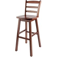 Winsome Scalera Ladder Back Swivel Bar Stool, 30 in, Walnut Finish, Solid Wood