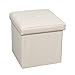Bonlife Pouf Contenitore Poggiapiedi Sgabello Basso Cubo Portaoggetti Pouf Ecopelle Salotto Camera da Letto Tavolino da Salotto Bianco 30x30x30cm