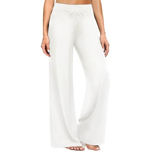 Image of ZOOSIXX Wide Leg Pants for Women, Flowy Palazzo Yoga Pants Lounge Comfy Casual Drawstring Maternity Trousers 22 inch / 30 inch