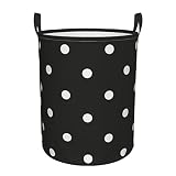 Round Single Black And White Polka Dot Dirty Laundry Hamper,Storage Bin Organizer Laundry Hamper Por